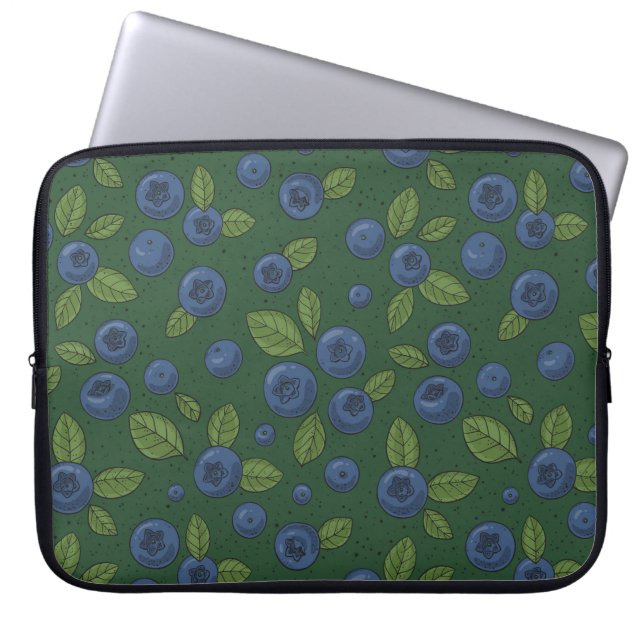 Funda Para Portátil Arroz azul en verde oscuro (Frente)