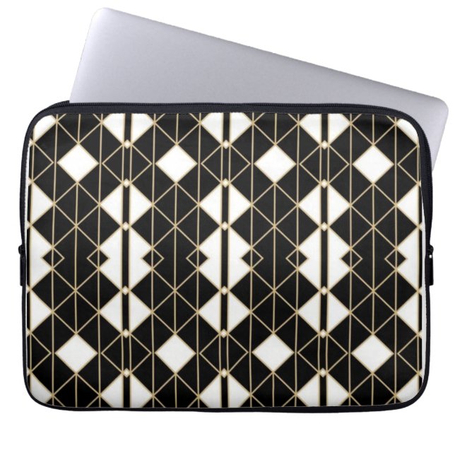 Funda Para Portátil Art Deco Black and Gold Geometric luxury (Frente)