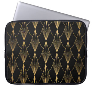 Funda Para Portátil Art Deco: El oro negro sin problemas de lujo