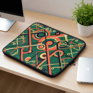 Funda Para Portátil Art Deco Geométrico Elegante Oro y Verde