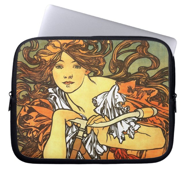 Funda Para Portátil Art Nouveau Bicycle Mucha Art (Frente)
