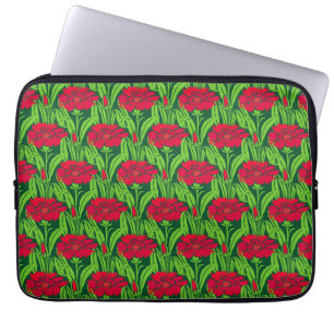 Funda Para Portátil Art Nouveau red Carnations floral damask