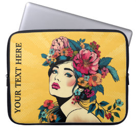 Funda Para Portátil Art Print women with flower wreath