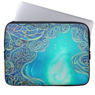 Funda Para Portátil Arte abstracto azul y turquesa