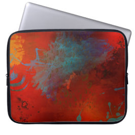 Funda Para Portátil Arte abstracto digital grunge rojo, acuático y dor