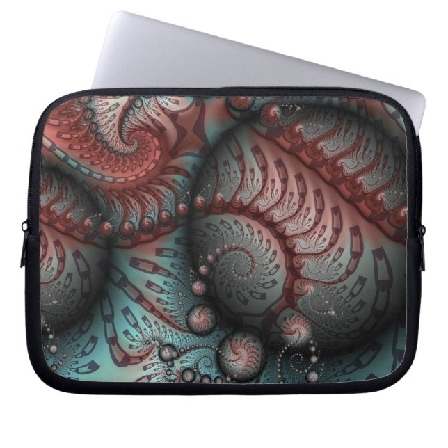 Funda Para Portátil Arte abstracto fractal bolas marrón azul (Frente)