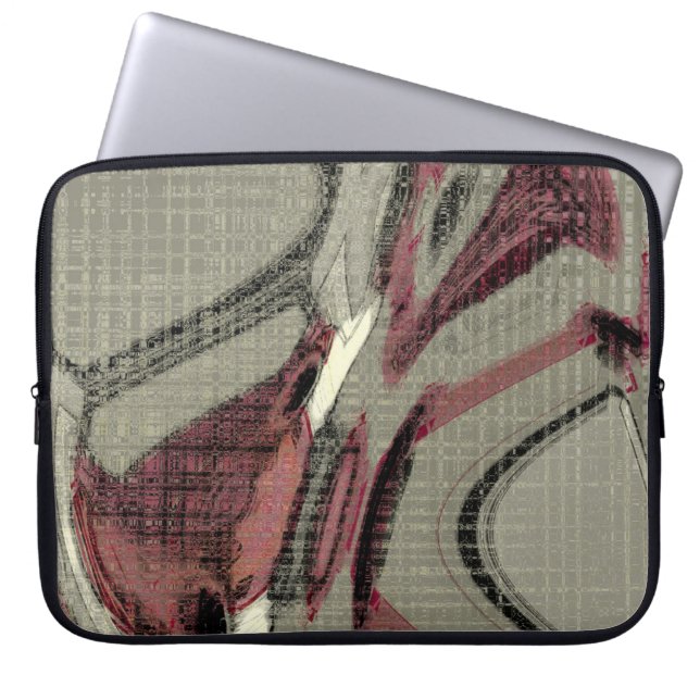 Funda Para Portátil Arte abstracto gris y rojo (Frente)