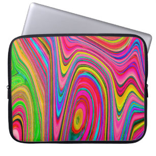 Funda Para Portátil Arte abstracto psicodélico amarillo, rojo y azul