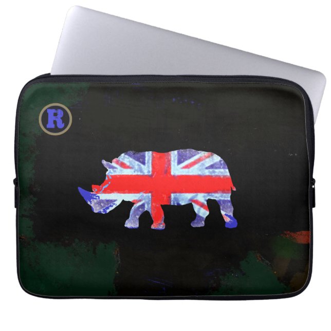 Funda Para Portátil arte animal rinoceronte (Frente)
