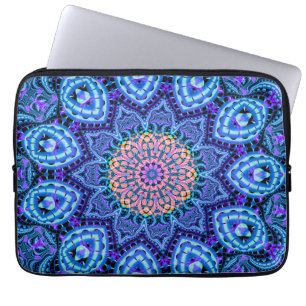 Funda Para Portátil Arte azul adornado del caleidoscopio de las