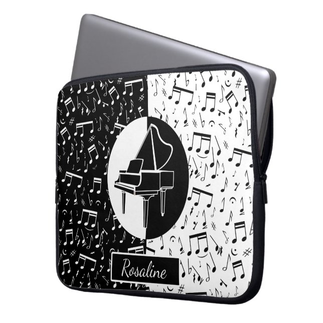 Funda Para Portátil Arte de amor de piano personalizado (Anverso izquierdo)