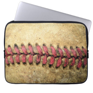 Funda Para Portátil Arte de Béisbol Vintage - Cuero Envejecido y Costu