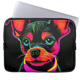 Funda Para Portátil Arte de cachorro canino neón
