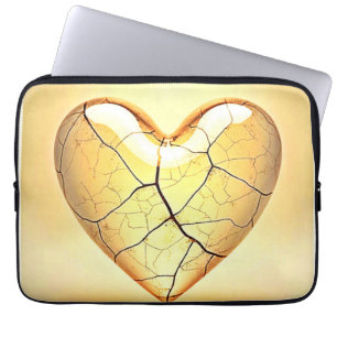 Funda Para Portátil Arte de Corazón Agrietado Dorado