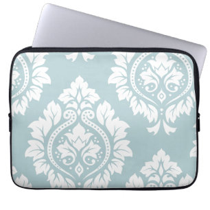 Funda Para Portátil Arte de Damasco Decorativo I Blanco sobre Azul Hue