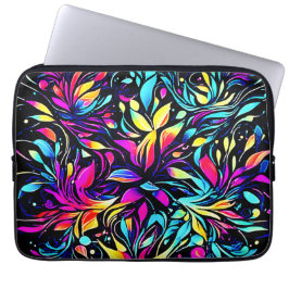 Funda Para Portátil Arte de explosión floral de neón