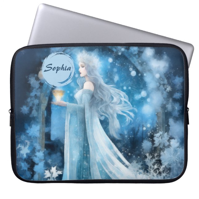 Funda Para Portátil Arte de fantasía de reina de nieve - Diosa mística (Frente)