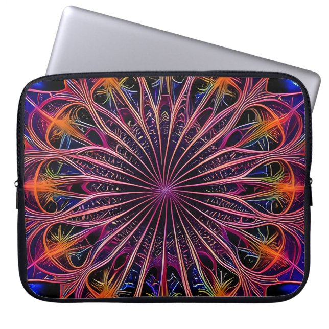 Funda Para Portátil Arte de flores estilo arco iris (Frente)