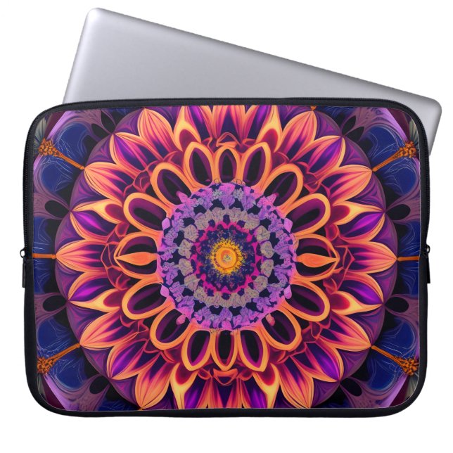 Funda Para Portátil Arte de flores estilo arco iris (Frente)