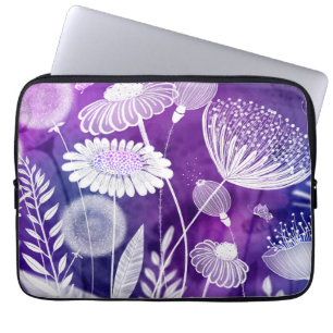 Funda Para Portátil Arte de flores silvestres moradas y violetas en ne