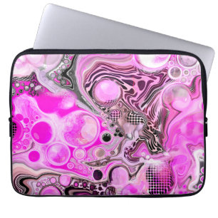 Funda Para Portátil Arte de fluidos rosados y negros