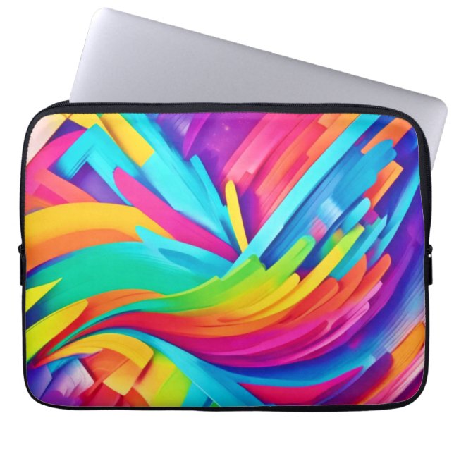 Funda Para Portátil Arte de Formas Abstractas Vibrantes (Frente)