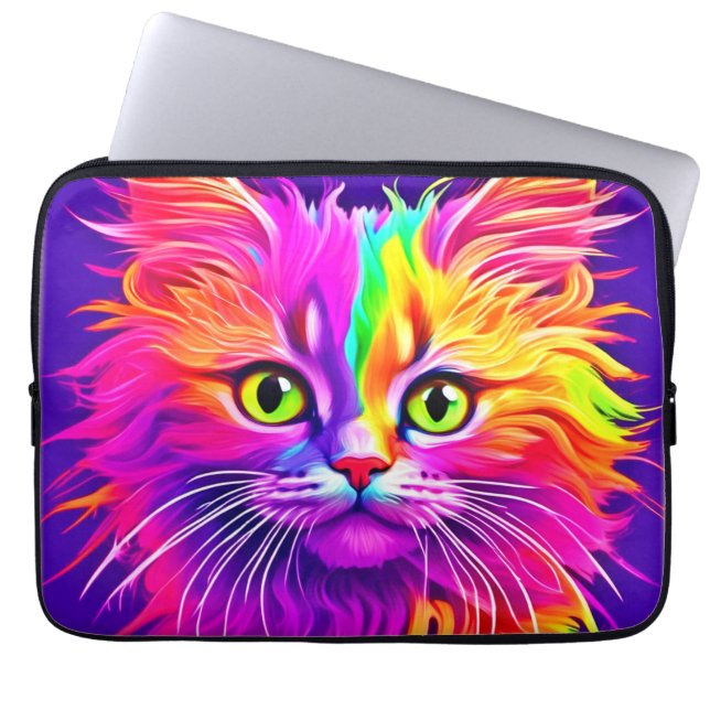 Funda Para Portátil Arte de gato arco iris (Frente)