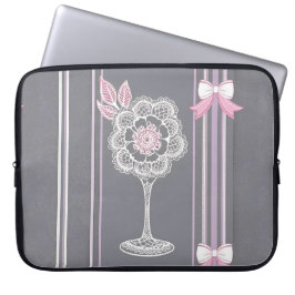 Funda Para Portátil Arte de IA rosa y gris