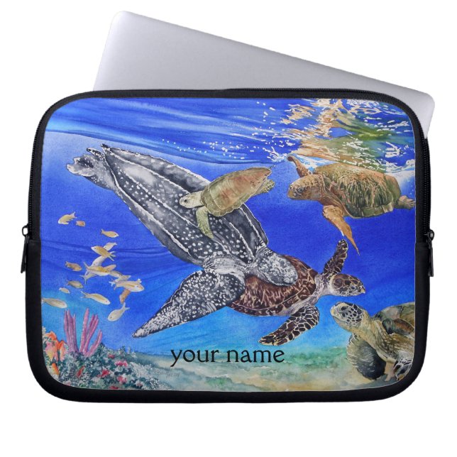 Funda Para Portátil Arte de las tortugas de mar personalizado (Frente)
