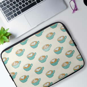 Funda Para Portátil Arte de latte en tazas de café azul