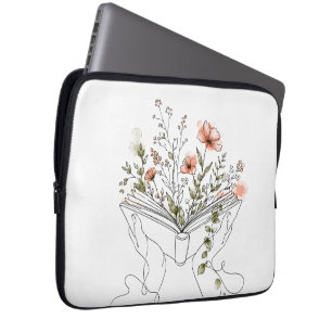 Funda Para Portátil Arte de línea botánica de Blooms Book