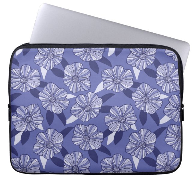 Funda Para Portátil Arte de línea floral (Frente)