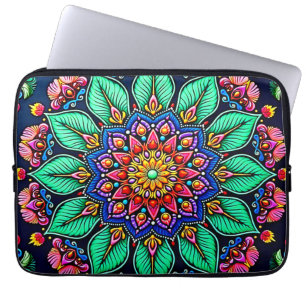Funda Para Portátil Arte de Mandala Floral Vibrante