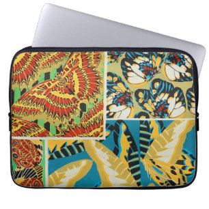 Funda Para Portátil Arte de Mariposa Art Déco Amarillo y Turquesa Vibr