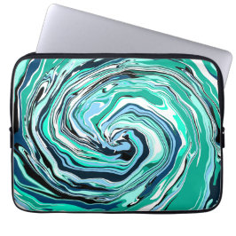 Funda Para Portátil Arte de mármol azul, Verde azulado, turquesa y bla