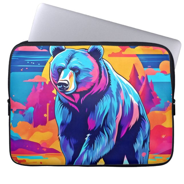 Funda Para Portátil Arte de oso vibrante (Frente)