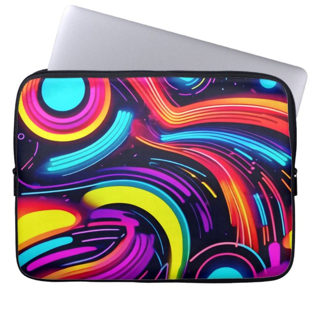 Funda Para Portátil Arte de paisaje onírico de neón (Frente)