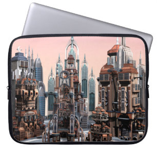 Funda Para Portátil Arte de paisaje urbano futurista pastel de fantasí