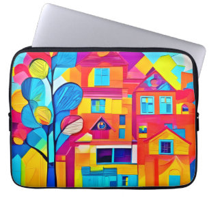 Funda Para Portátil Arte de paisaje urbano vibrante y soñado