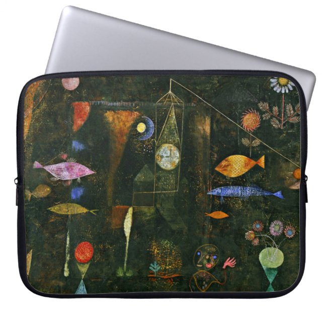 Funda Para Portátil Arte de Paul Klee: Fish Magic, famoso cuadro de Kl (Frente)