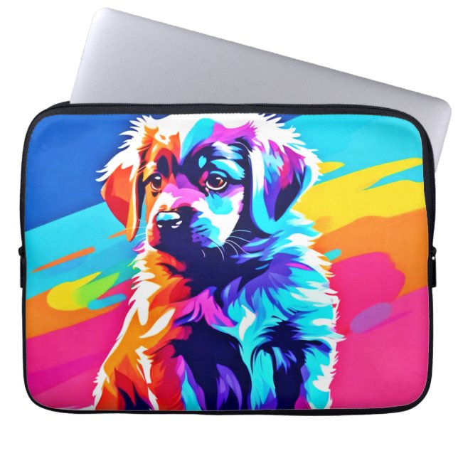 Funda Para Portátil Arte de perros con abrazo de arcoiris (Frente)