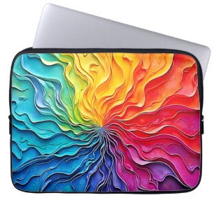 Funda Para Portátil Arte de remolino de arcoíris texturizado