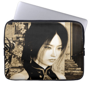 Funda Para Portátil Arte de retrato de mujer asiática vintage