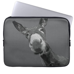 Funda Para Portátil Arte de retrato en escala de grises de burro diver