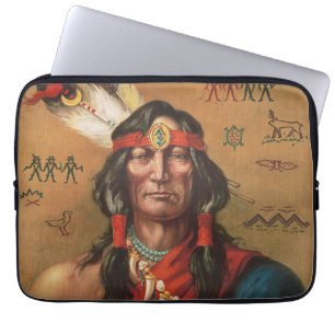 Funda Para Portátil Arte de retrato vintage de jefe nativo americano