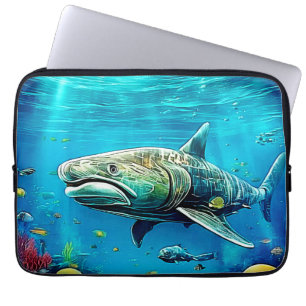 Funda Para Portátil Arte de tiburón, depredador del océano