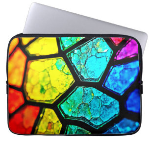 Funda Para Portátil Arte de vidrio tintado de arcoíris agrietado