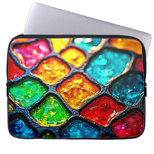 Funda Para Portátil Arte de vidrio tintado en tono de joya con diseño