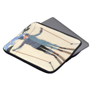 Funda Para Portátil Arte Deco Antiguo, Amantes en la Nieve por George