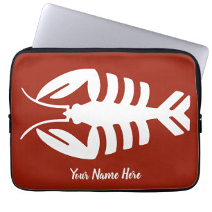 Funda Para Portátil Arte Deco Antiguo Mariscos, Langosta en Blanco sob